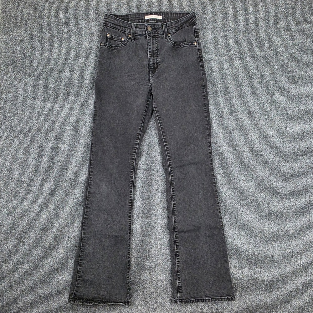 Levis 725 High Rise Bootcut Jeans Women's 29 Black Dark Wash Denim Stretch